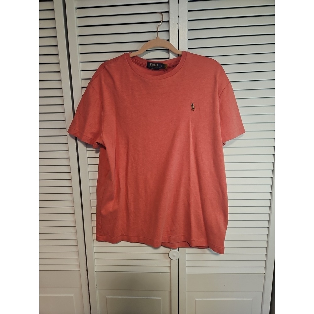 Polo Ralph Lauren Shirt Mens  Size LG ShortSleeve Tee Crew Neck‎ Cotton Redish